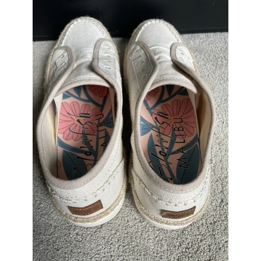 Blowfish Malibu No Chill Cream Canvas Espadrille Worn 1x Slip On Sneakers Sz 10